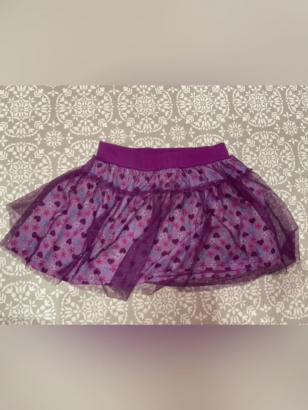 Disney Frozen Elsa Girls Purple Lavender Shirt & Skirt Set Size L (10–12)